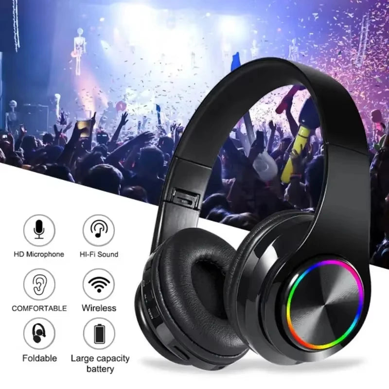 Bluetooth Headset Foldable Headphones HiFi Stereo Earphone With...