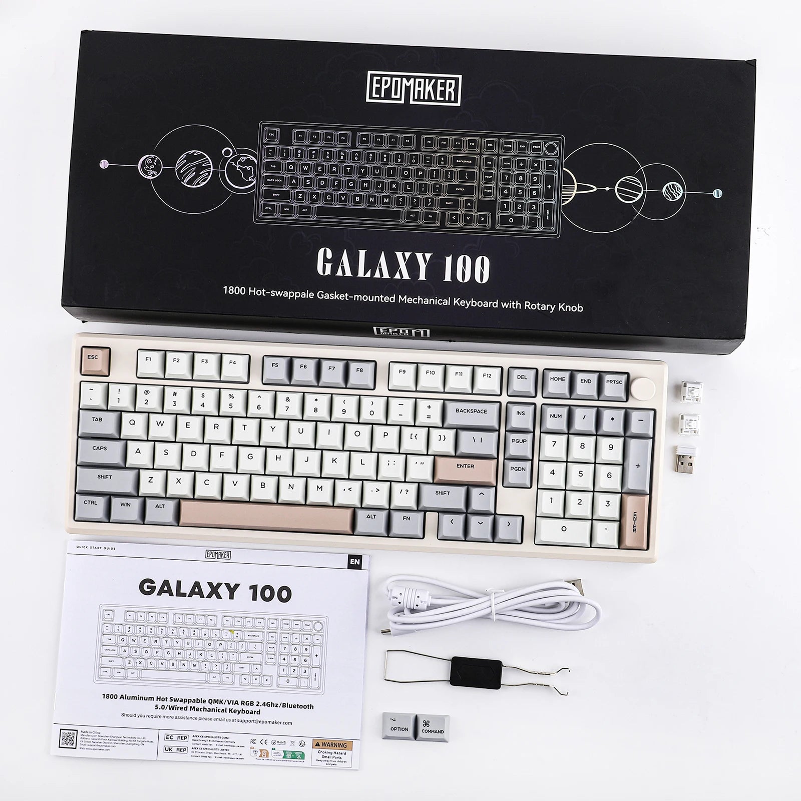 EPOMAKER Galaxy100 1800 ANSI US Layout Hot-Swap Gasket-Mounted Tri-mode Wireless Aluminum Mechanical Gaming Keyboard
