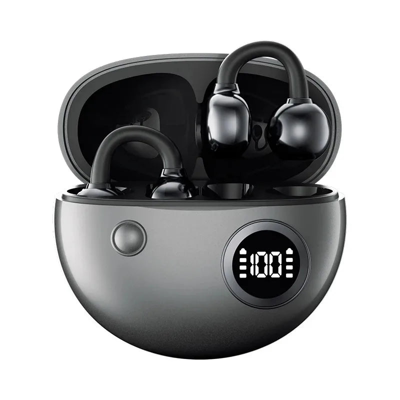 Clip-On Wireless Bluetooth Earbuds Sound Ultra Long Battery Life Digital Power Display Noise Reduction Secure Comfort Fit