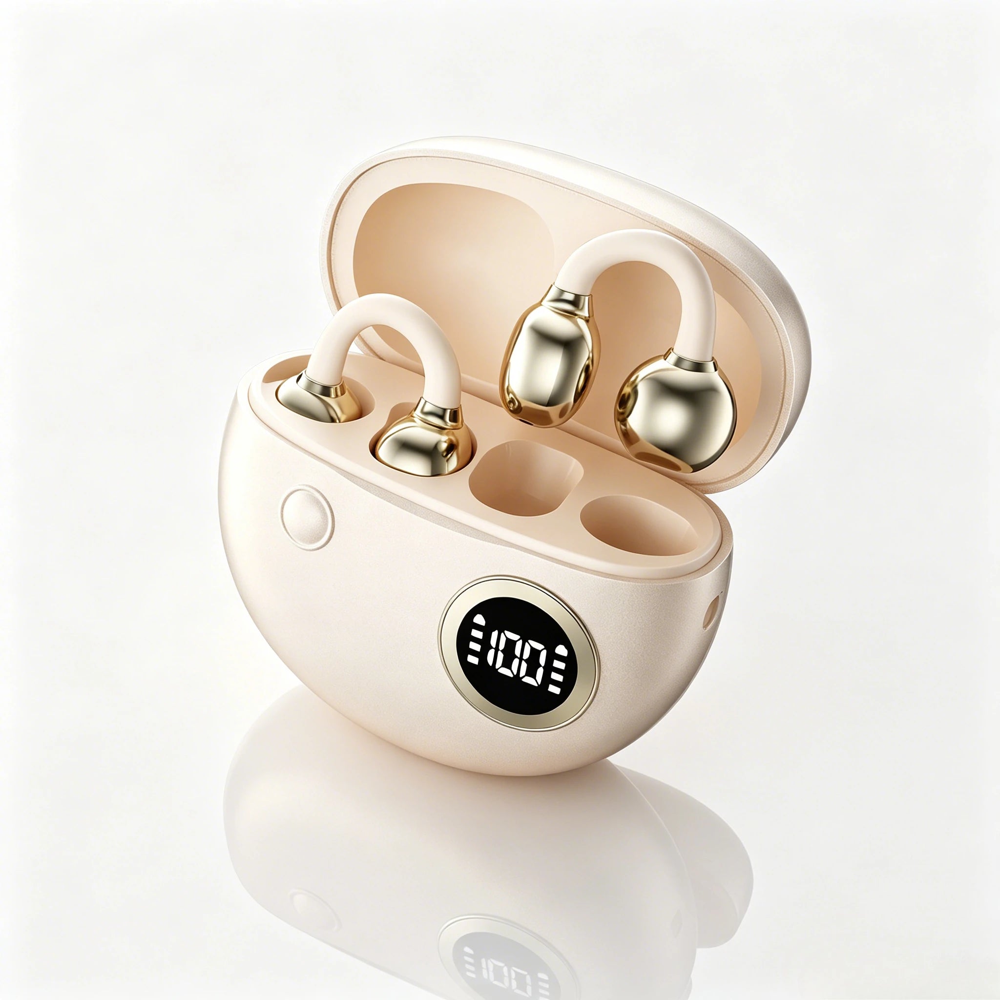 Clip-On Wireless Bluetooth Earbuds Sound Ultra Long Battery Life Digital Power Display Noise Reduction Secure Comfort Fit