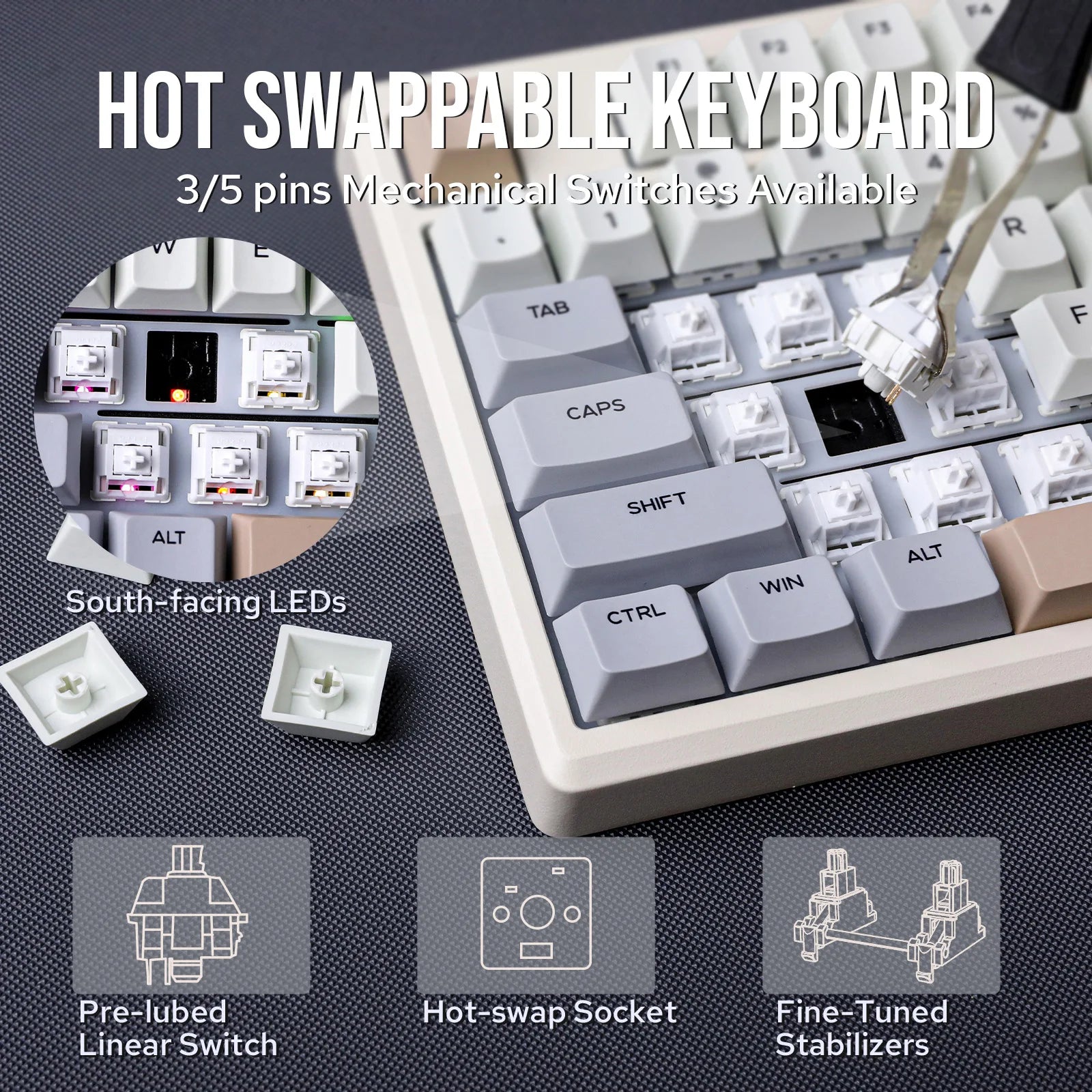 EPOMAKER Galaxy100 1800 ANSI US Layout Hot-Swap Gasket-Mounted Tri-mode Wireless Aluminum Mechanical Gaming Keyboard